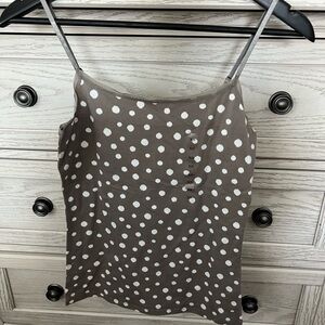 Ann Taylor Grey and White Polka-Dotted Camisole, NWT, X-Small
